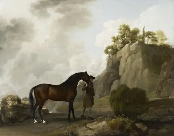 L’étalon arabe du marquis de Rockingham mené par un palefrenier à Creswell Crags - George Stubbs - Alpha Reproduction