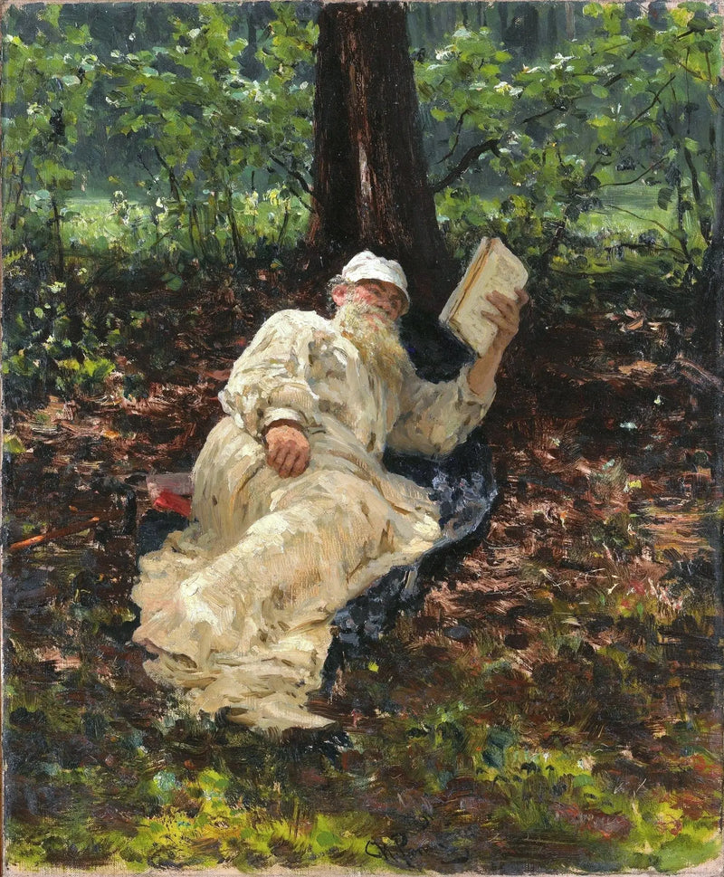 Лев Николаевич Толстой отдыхает в лесу. - Илья Репин