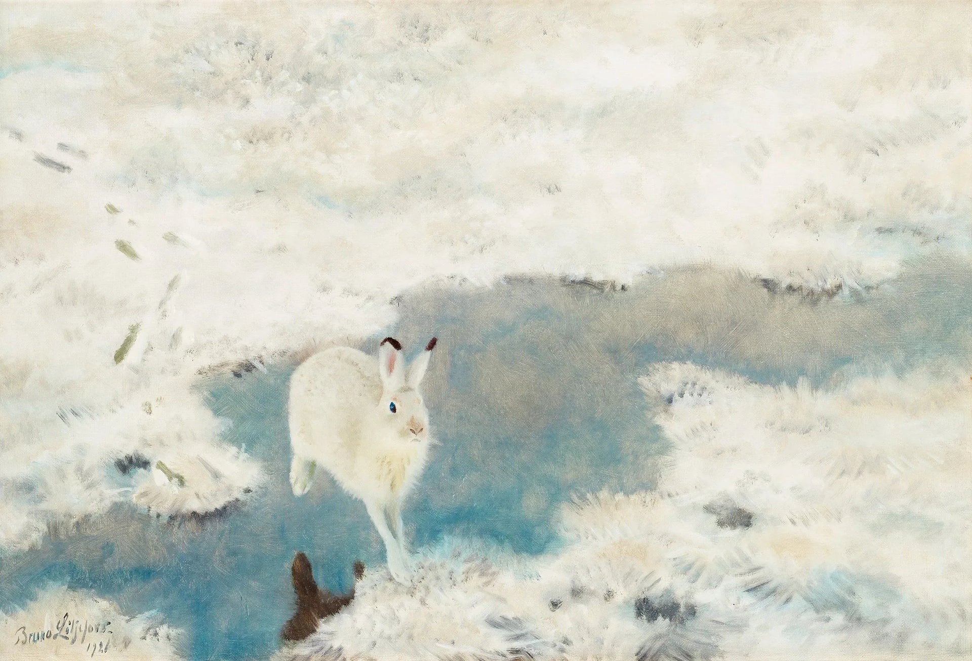 Lièvre dans un paysage hivernal - Bruno Liljefors image 1 reproduction artisanale de tableau