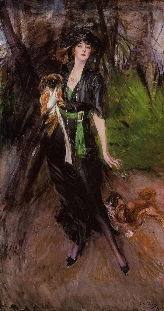 Лина Билитис, с двумя пекинесами - Джованни Болдини