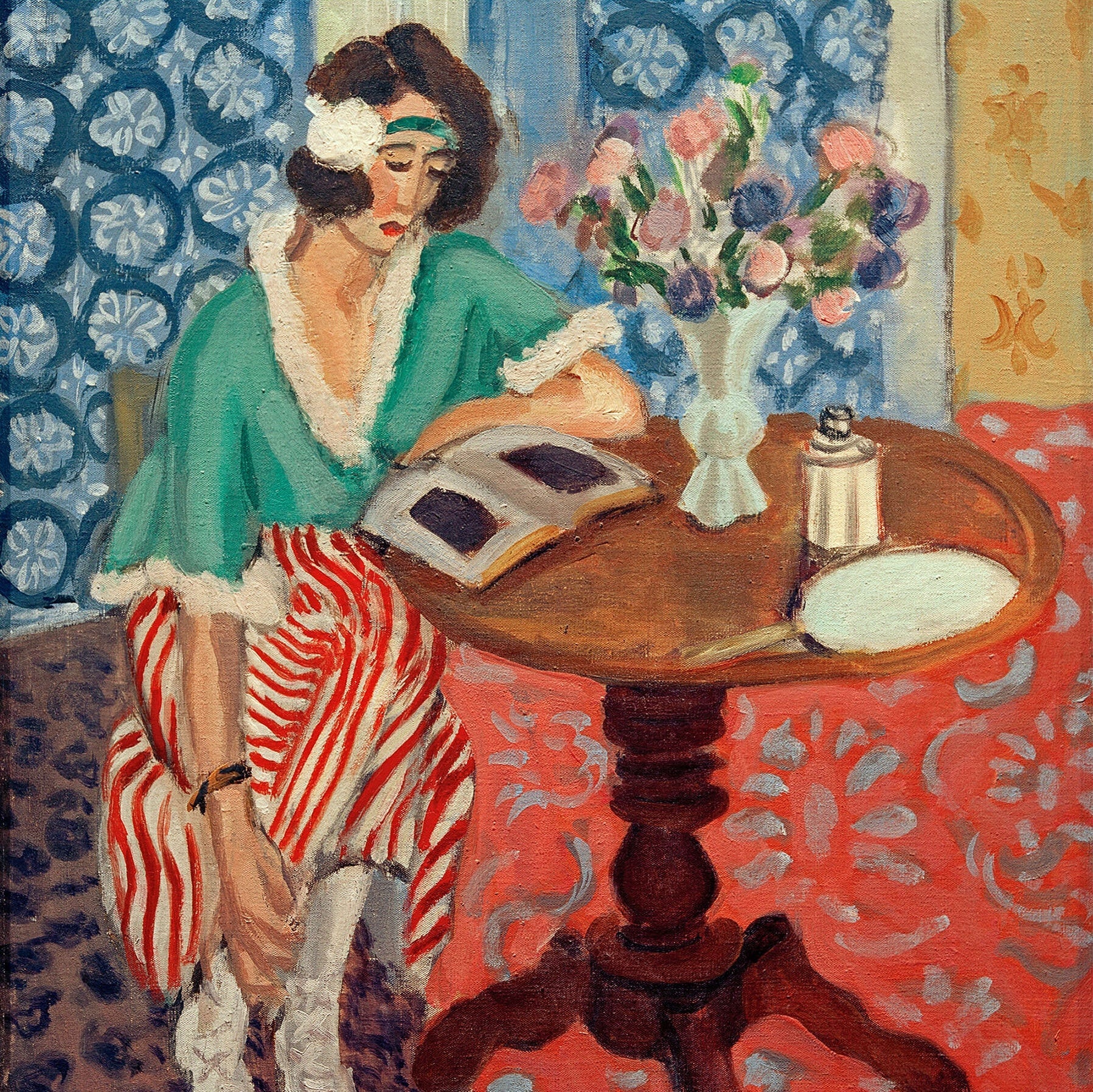 Reproduction du tableau « Liseuse au guéridon - Henri Matisse » par Alpha Reproduction en peinture à l’huile