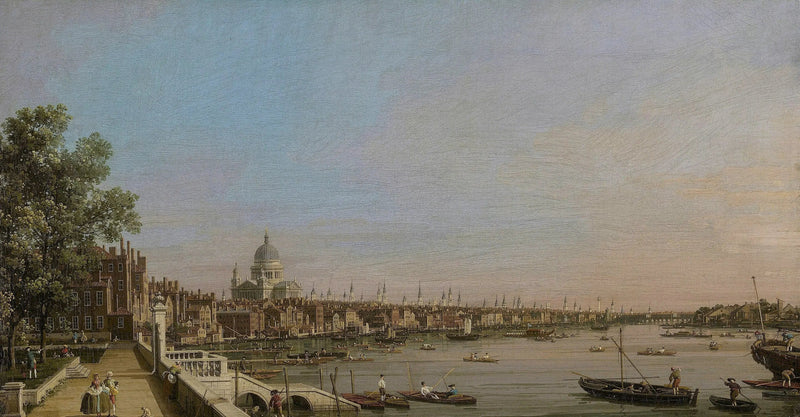 Лондон и Темза с террасы Somerset House, в сторону собора Святого Павла - Каналетто