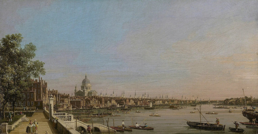 Лондон и Темза с террасы Somerset House, в сторону собора Святого Павла - Каналетто