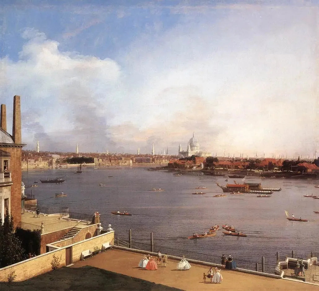 Londres : la Tamise et la City de Londres depuis Richmond House - Canaletto image 1 copie peinte à la main à l’huile