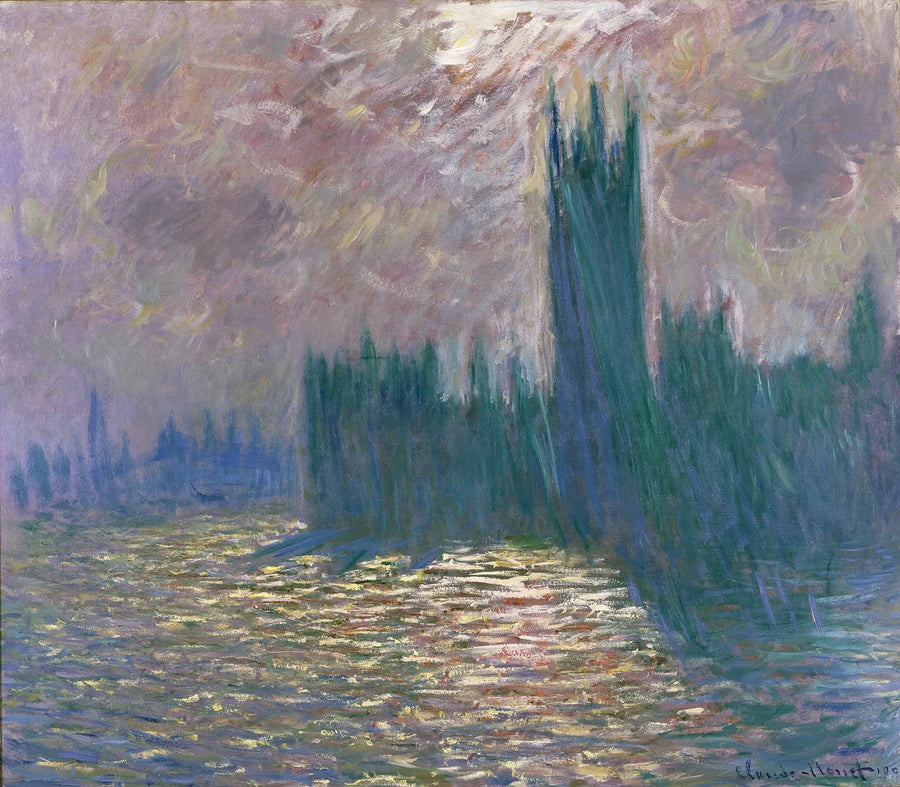Londres, Le Parlement, Reflets sur la Tamise - Claude Monet image 1 reproduction de peinture à l’huile
