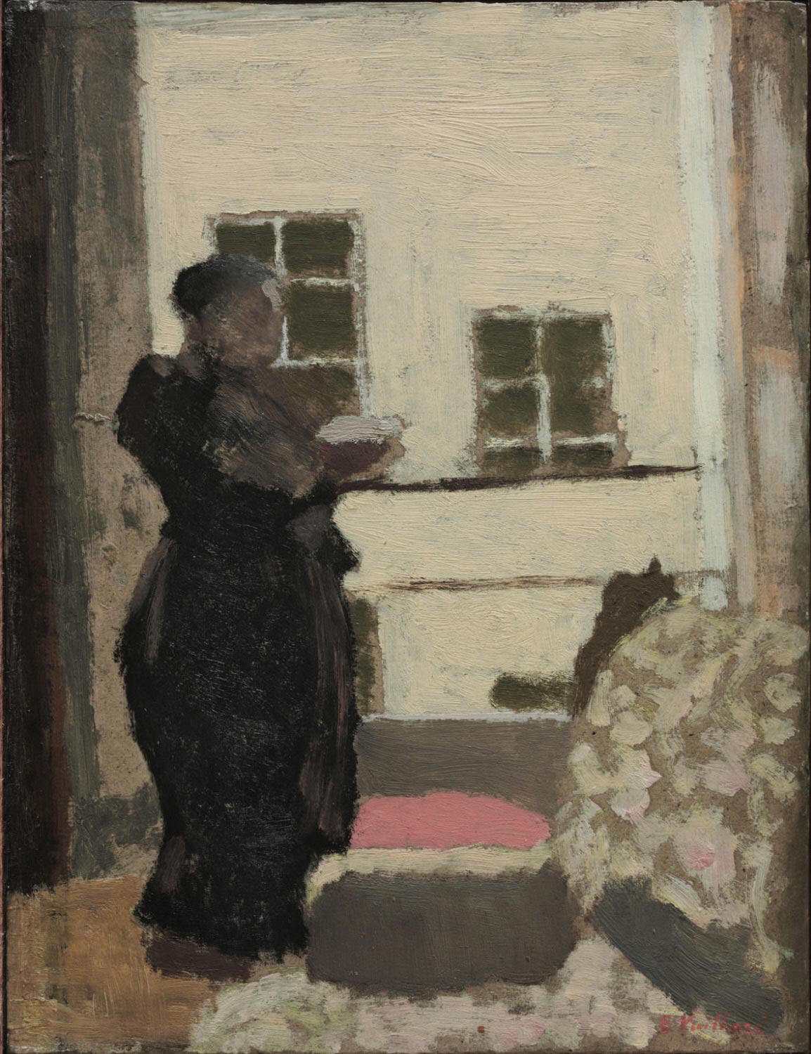 Madame Vuillard debout lisant devant la fenêtre - Édouard Vuillard - Alpha Reproduction