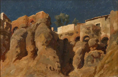 Maisons au sommet d’une falaise en Méditerranée (peut-être à Capri) - Frederic Leighton - Alpha Reproduction