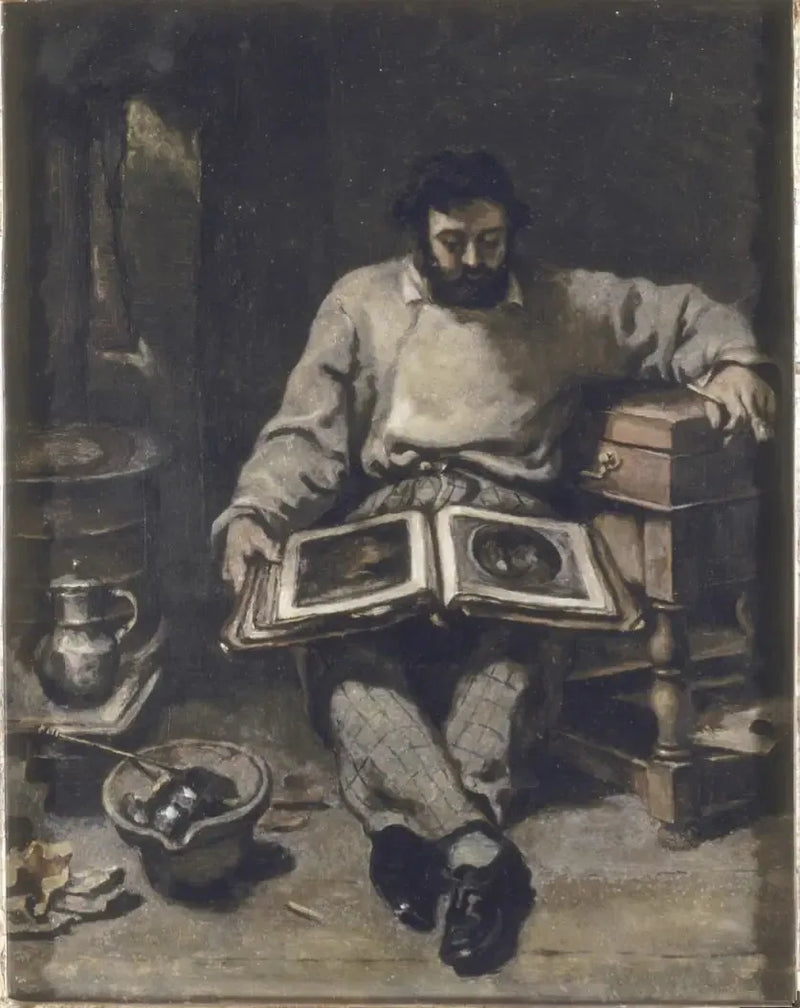 Марк Трападу, рассматривающий книгу гравюр - Гюстав Курбе