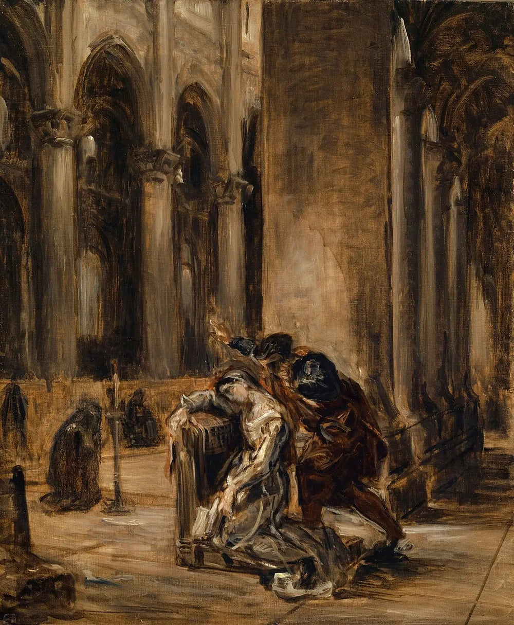 Reproduction du tableau « Marguerite à l'église - Eugène Delacroix » par Alpha Reproduction en peinture à l’huile
