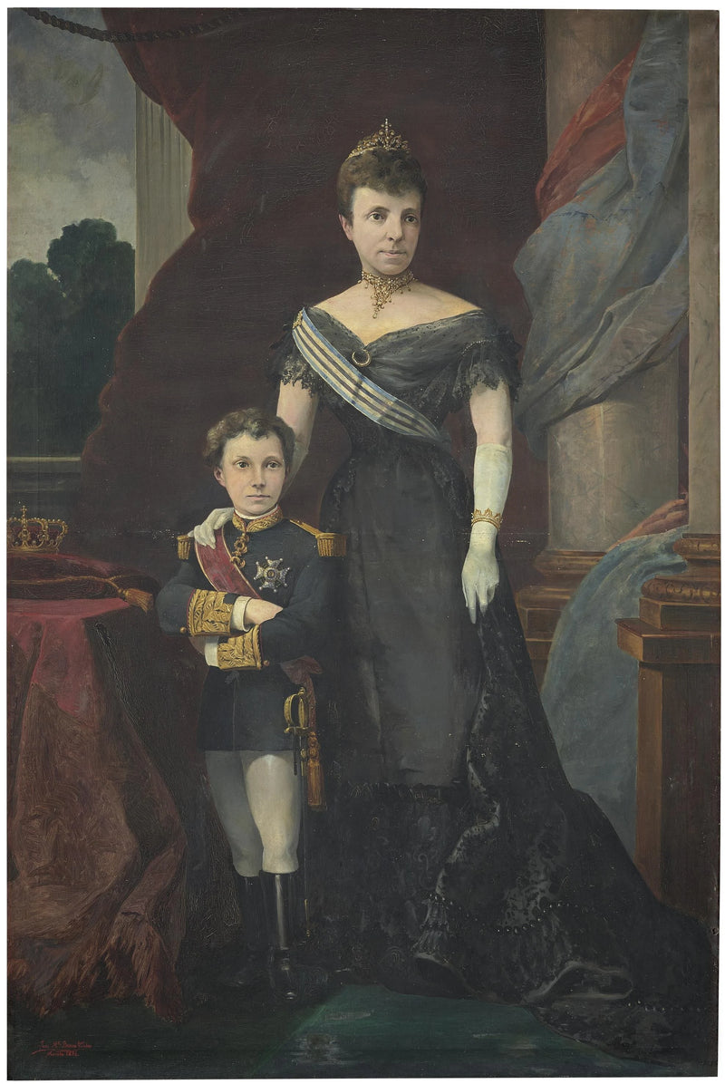 María Cristina de Habsbourg avec son fils Alphonse XIII - José Martínez Bueno y Vilches