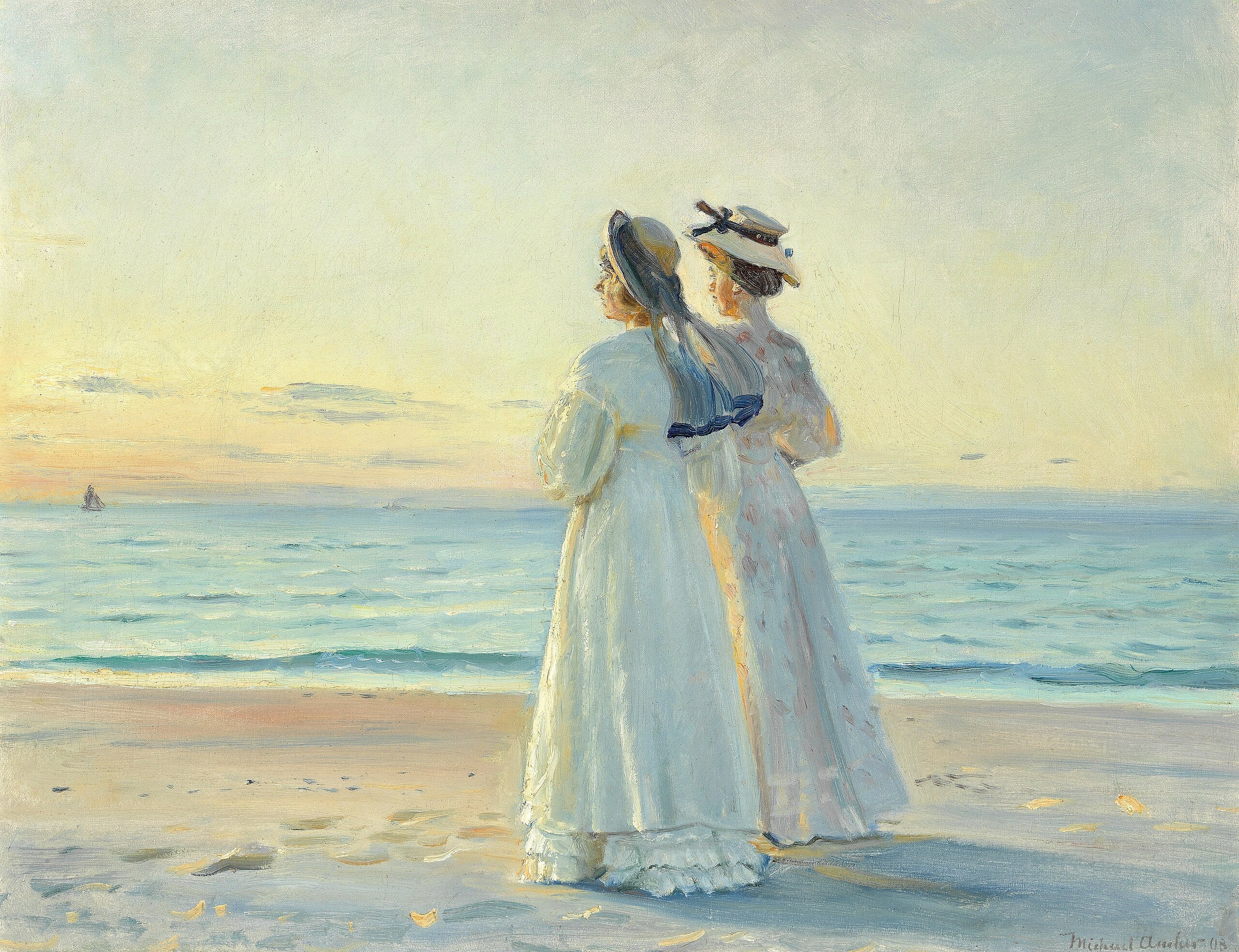 Marie Dinesen et Anna Bitch sur Skagen Nordstrand - Michael Peter Ancher image 1 reproduction réalisée par Alpha Reproduction