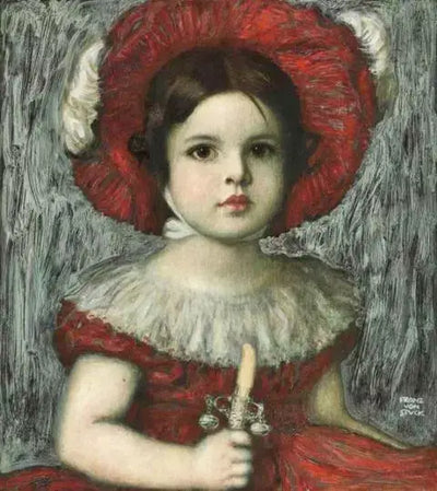 Reproduction du tableau « Mary, la fille de l'artiste, au chapeau rouge - Franz Von Stuck » par Alpha Reproduction en peinture à l’huile