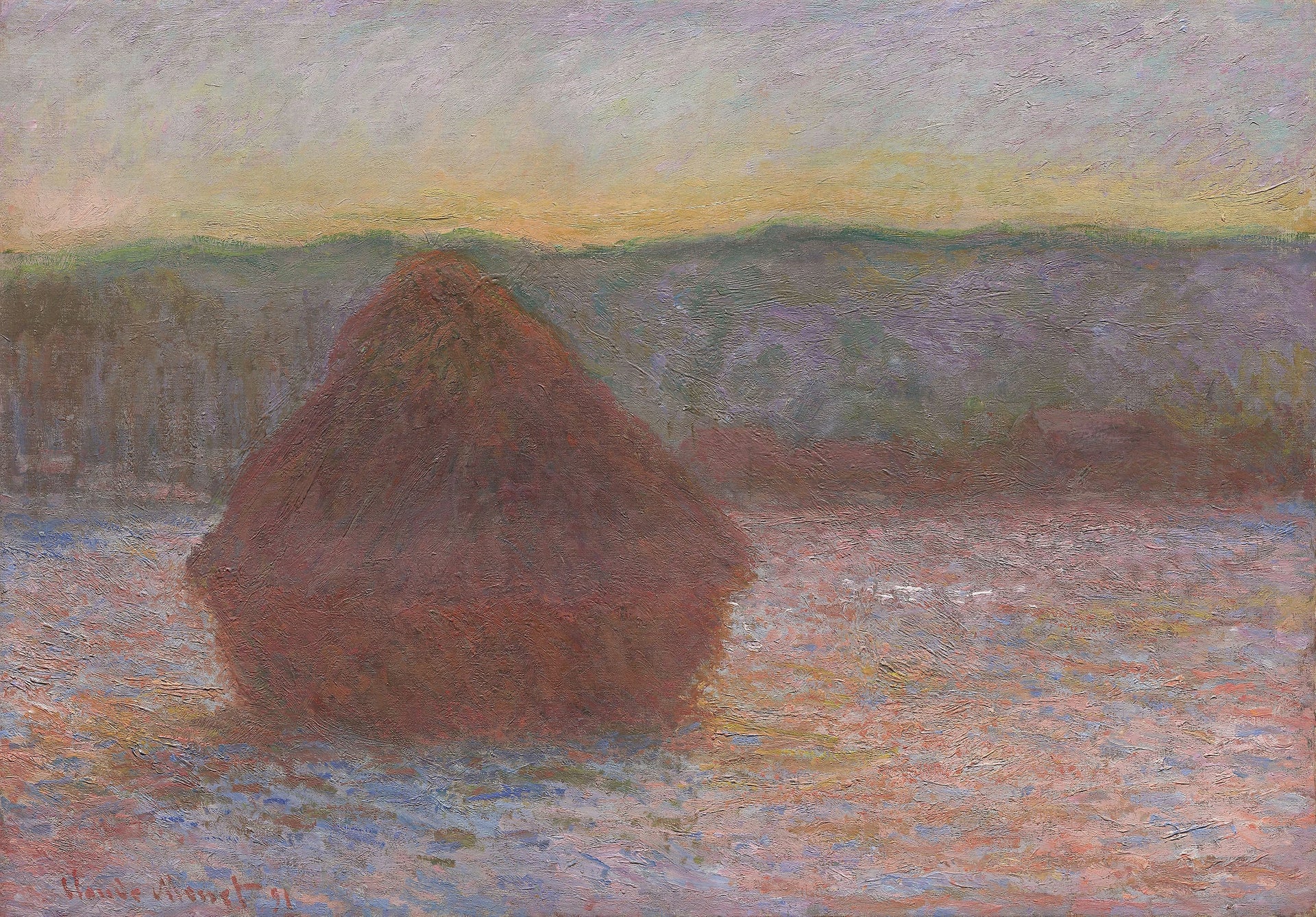 Meule, dégel, soleil couchant W1284 de Claude Monet – Art Institute of Chicago 1983.166