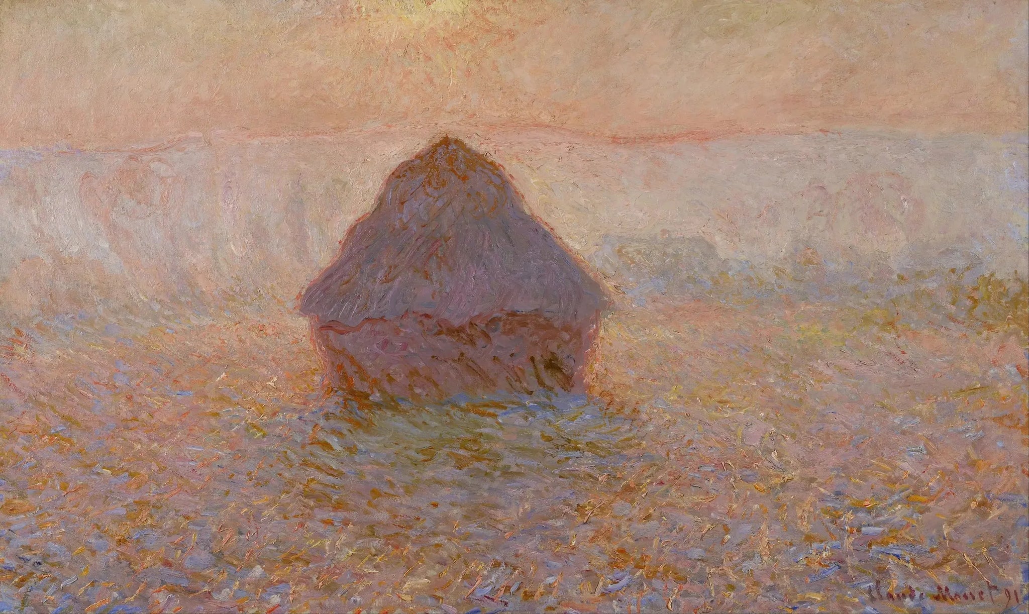 Meule, soleil dans la brume - Claude Monet image 1 copie de tableau peinte à la main
