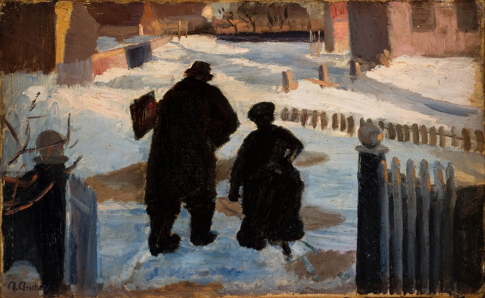 Michael Ancher se rend à son studio accompagné de l'organiste Helene Christensen - Anna Ancher image 1 copie de tableau peinte à la main