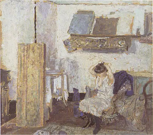Modèle assis dans un fauteuil se coiffant - Édouard Vuillard - Alpha Reproduction