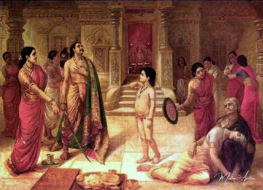 Mohini et Rugmangada pour tuer son propre fils Raja Ravi Varma - Ravi Varmâ - Reproductions de tableaux et peintures haut de gamme