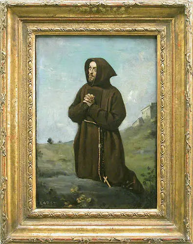 Moine brun en prière à genoux - Jean-Baptiste Camille Corot - Alpha Reproduction