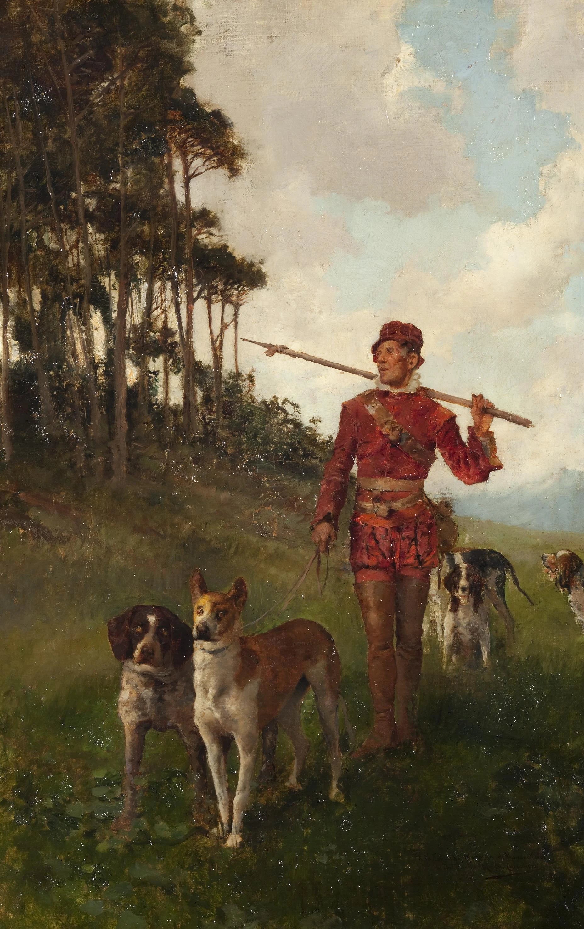 Montero avec des chiens - José Moreno Carbonero