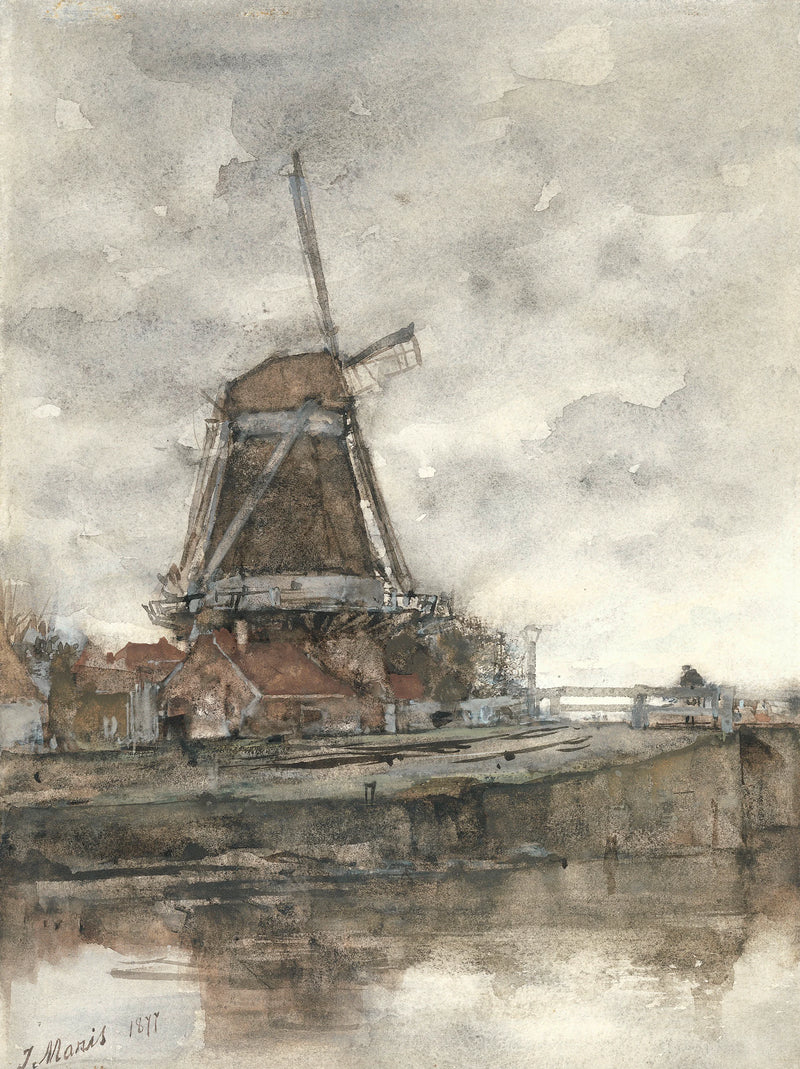 Moulin et pont au Noord-West-Buitensingel à La Haye - Jacob Maris