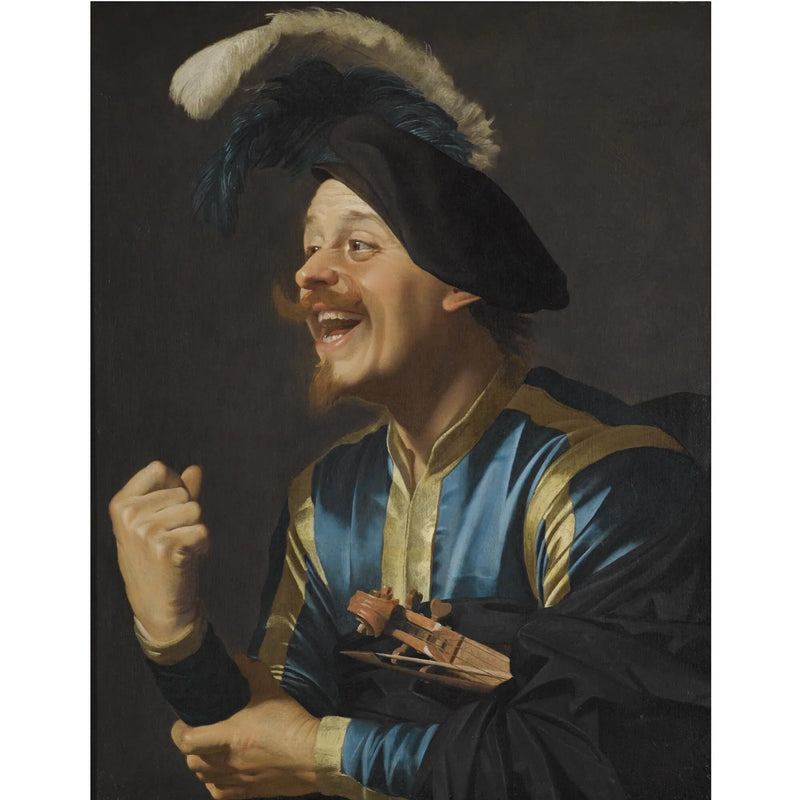 Весёлый музыкант с скрипкой под мышкой - Gerrit van Honthorst