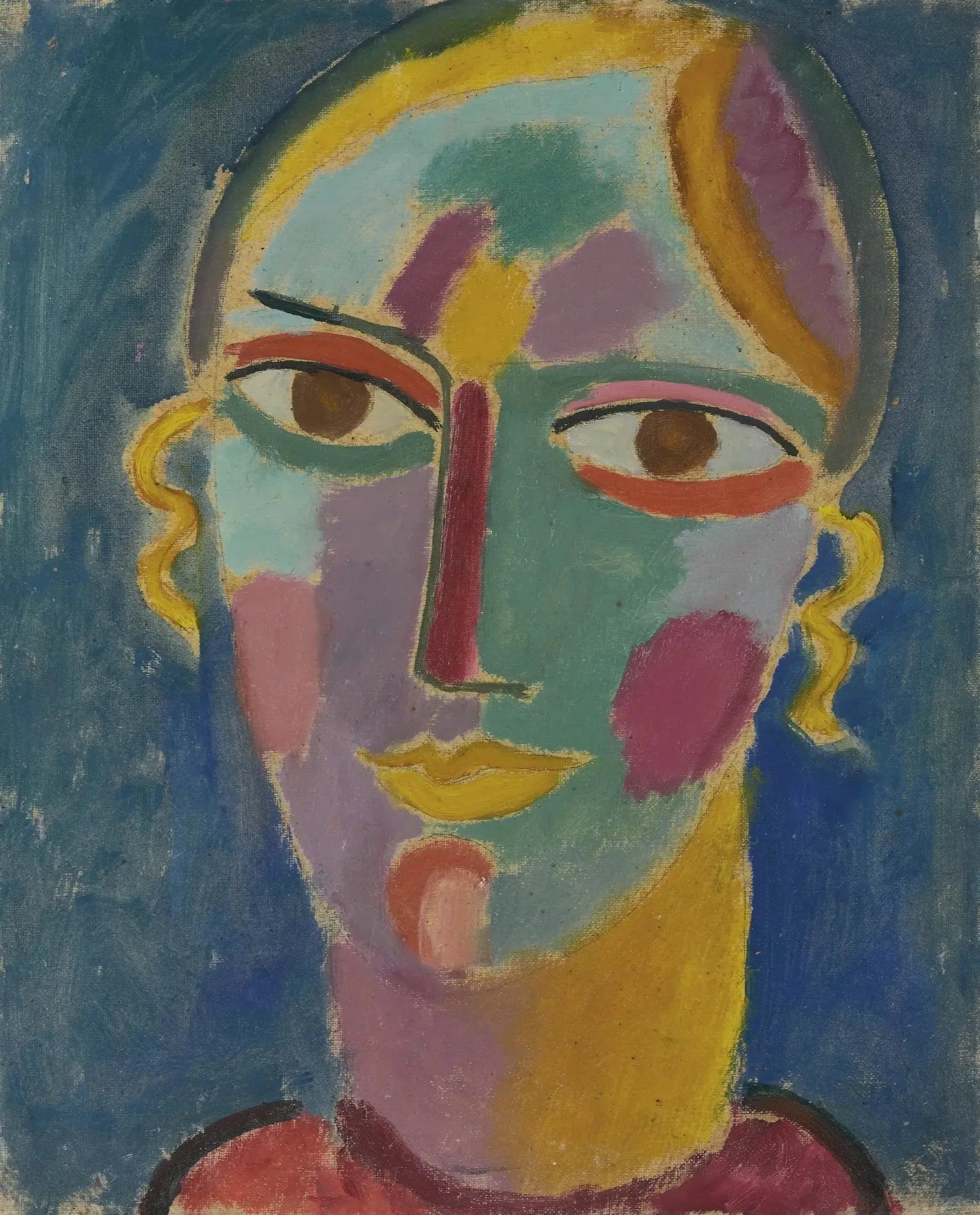 Mystischer Kopf: Frauenkopf auf blauem Grund - Alexej von Jawlensky image 1 reproduction réalisée par Alpha Reproduction