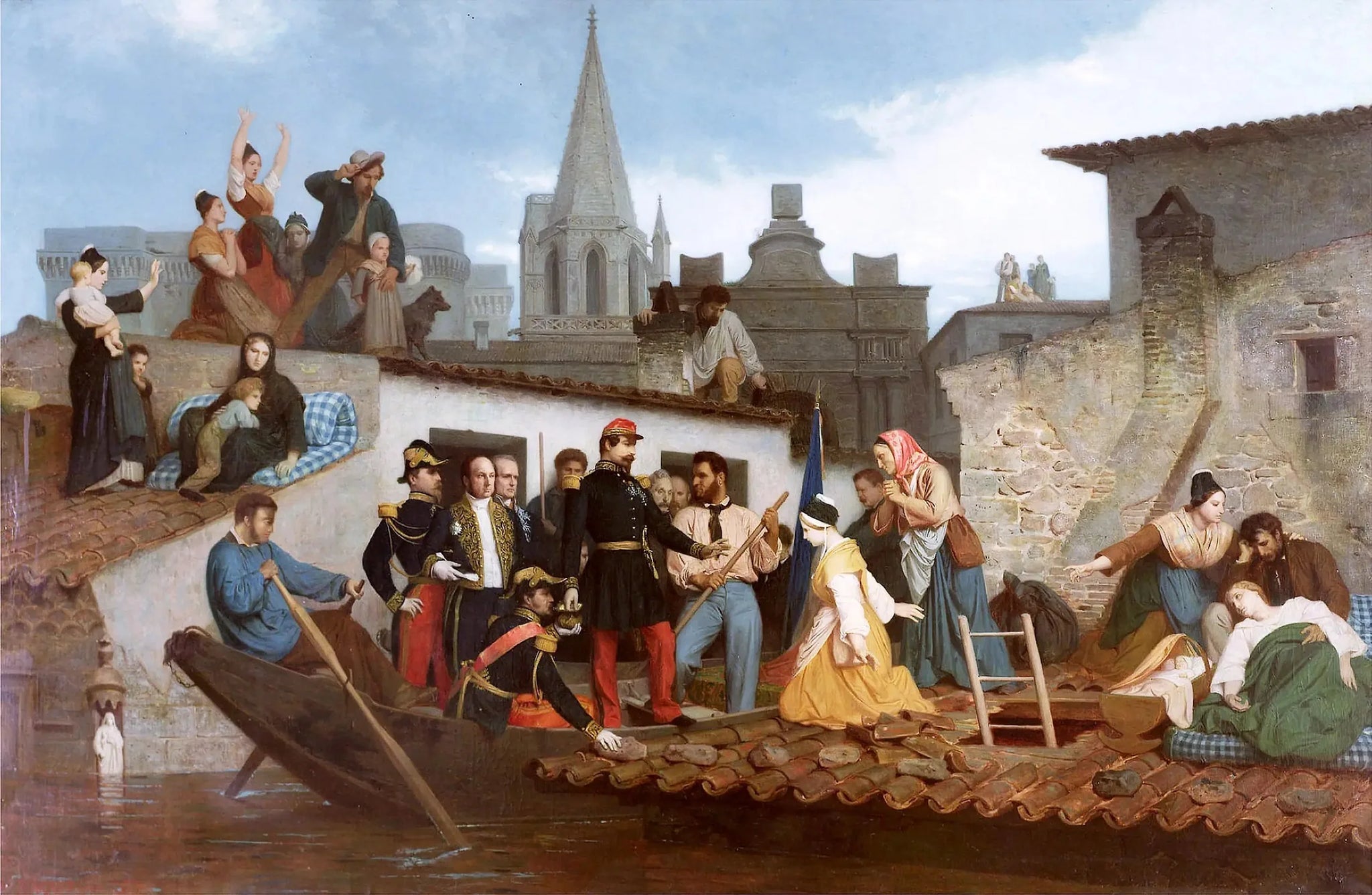 Napoléon III visitant les innondations de Tarascon - Bouguereau image 1 reproduction artisanale de tableau
