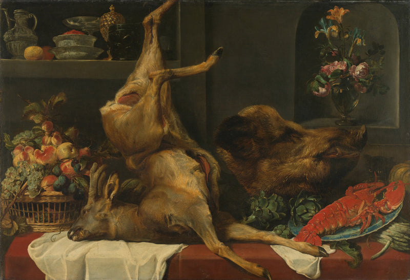 Nature morte au gros gibier mort, fruits et fleurs - Frans Snyders