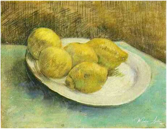 Nature morte avec des citrons sur une assiette - Van Gogh - Reproductions de tableaux et peintures haut de gamme