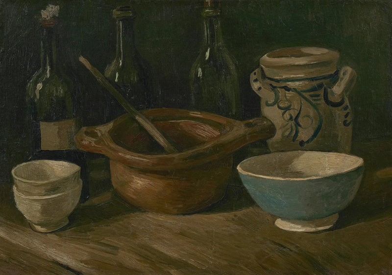 Натюрморт с фаянсом и бутылками - Vincent van Gogh