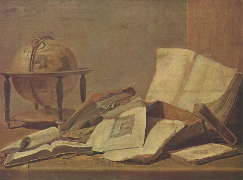 Натюрморт с книгами и глобусом - Давид Тенье младший