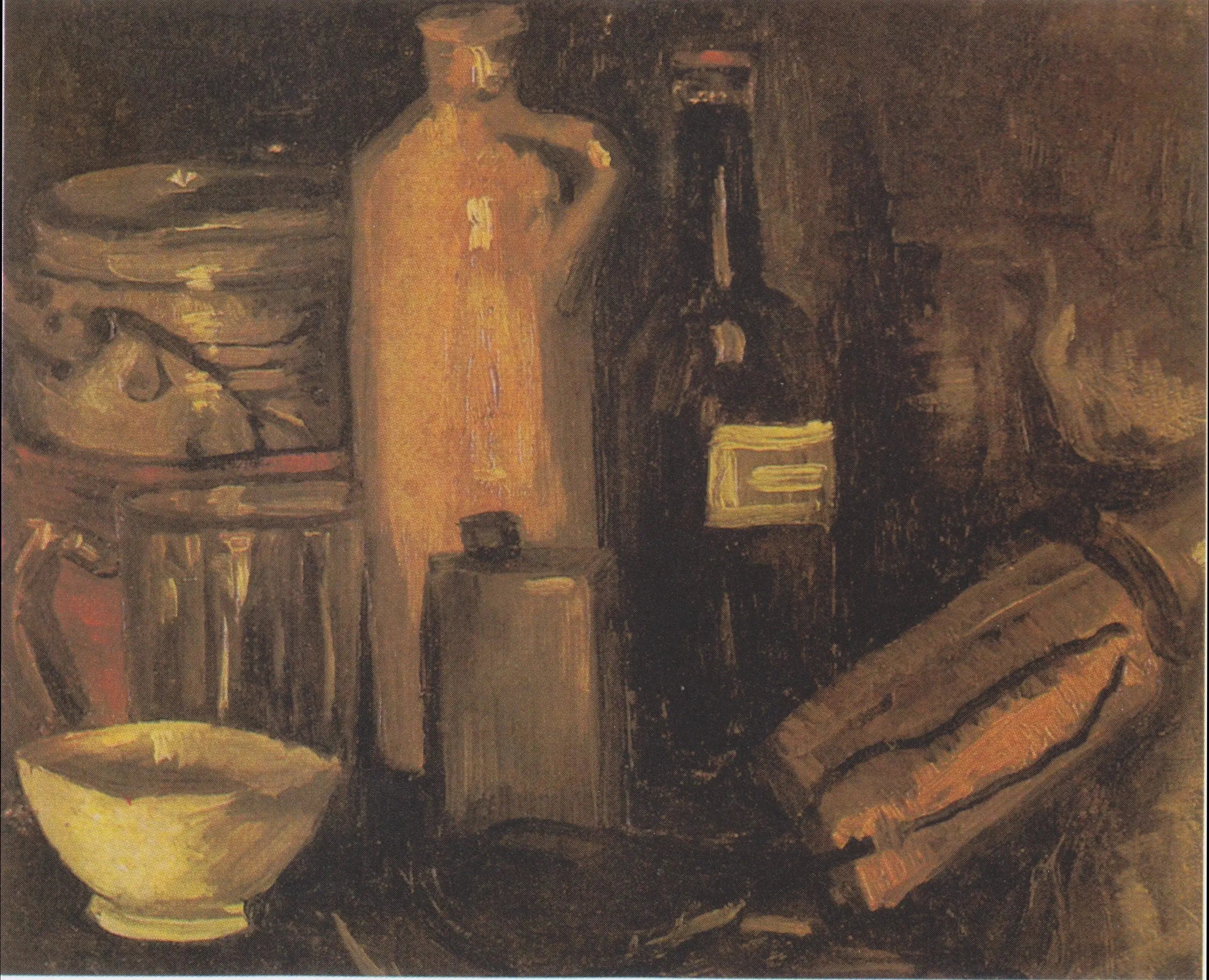 Reproduction du tableau « Nature morte avec pots, bocaux et bouteilles - Vincent van Gogh » par Alpha Reproduction en peinture à l’huile