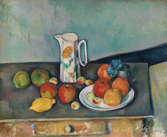 Nature morte avec un pot à lait et un fruit - Paul Cézanne - Reproductions de tableaux et peintures haut de gamme