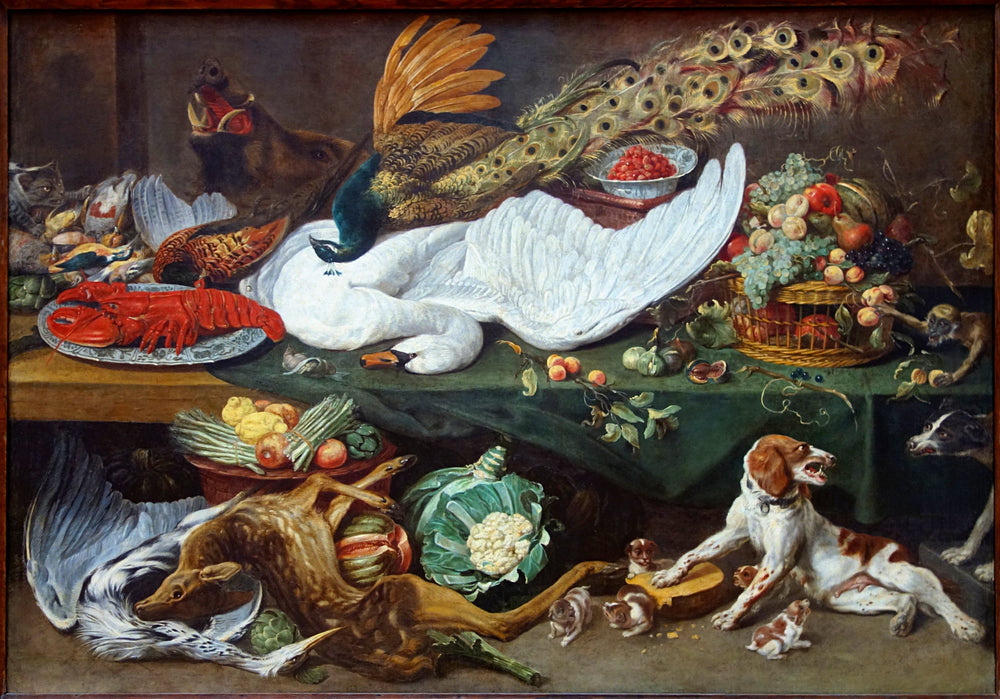 Nature morte avec une chienne et ses petits - Frans Snyders image 1 copie peinte à la main à l’huile
