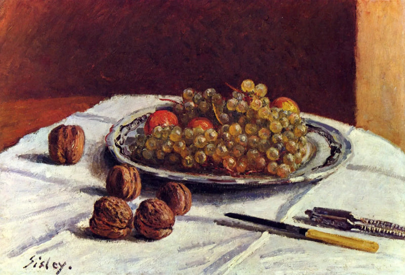Натюрморт, изюм и орехи - Альфред Сислей