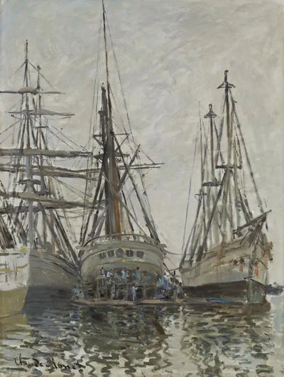 Reproduction du tableau « Navires en réparation - Claude Monet » par Alpha Reproduction en peinture à l’huile