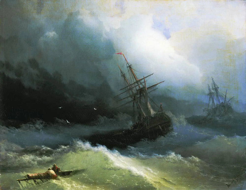 Navires sur la mer déchaînée - Ivan Aïvazovski image 1 reproduction d’œuvre d’art à l’huile