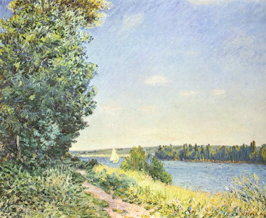 Нормандия, тропа у воды, вечер в Сорре - Альфред Сислей