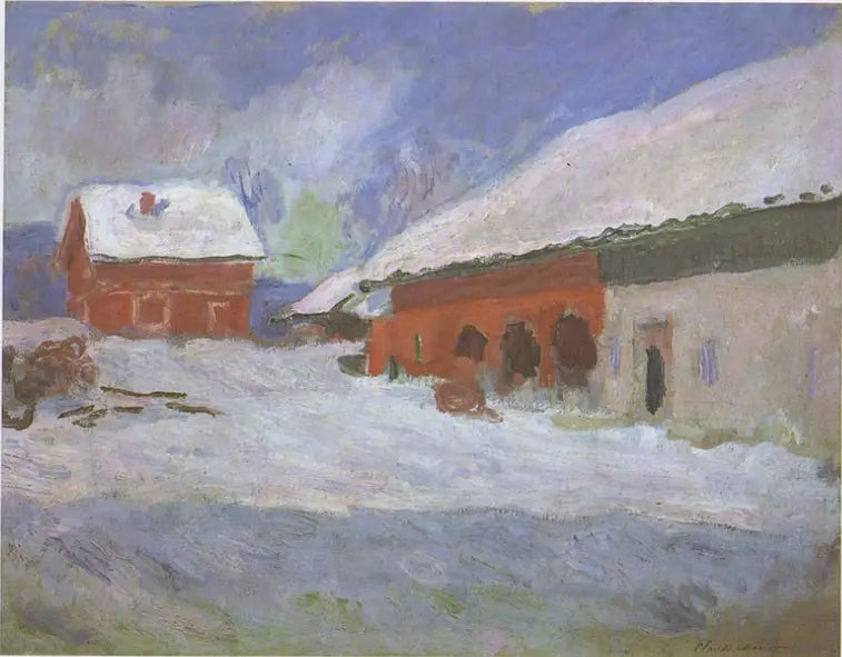 Reproduction du tableau « Norvège, les maisons rouges à Björnegaard - Claude Monet » par Alpha Reproduction en peinture à l’huile