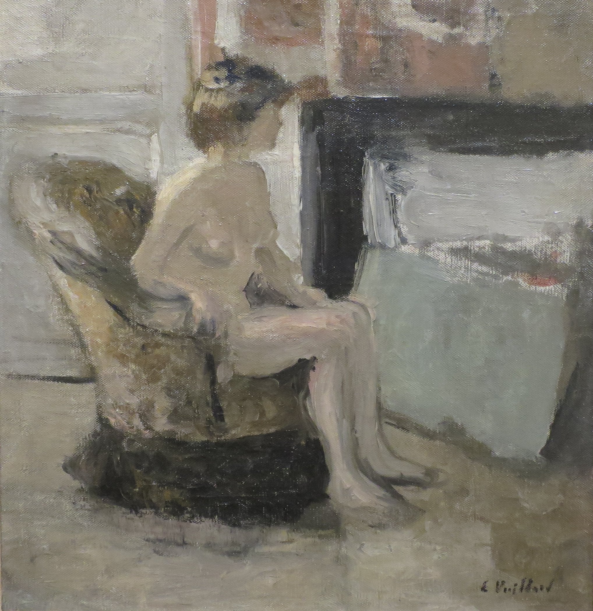 Nu assis devant une cheminée - Édouard Vuillard - Alpha Reproduction