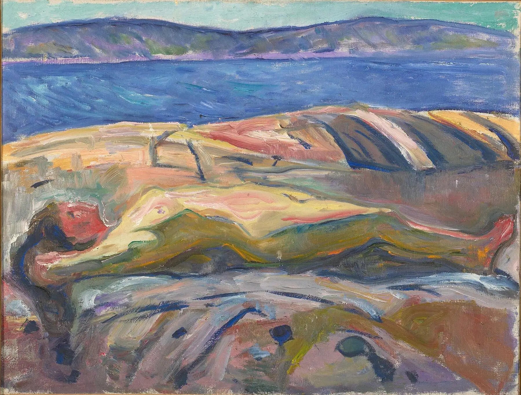 Reproduction du tableau « Nu couché sur les rochers - Edvard Munch » par Alpha Reproduction en peinture à l’huile