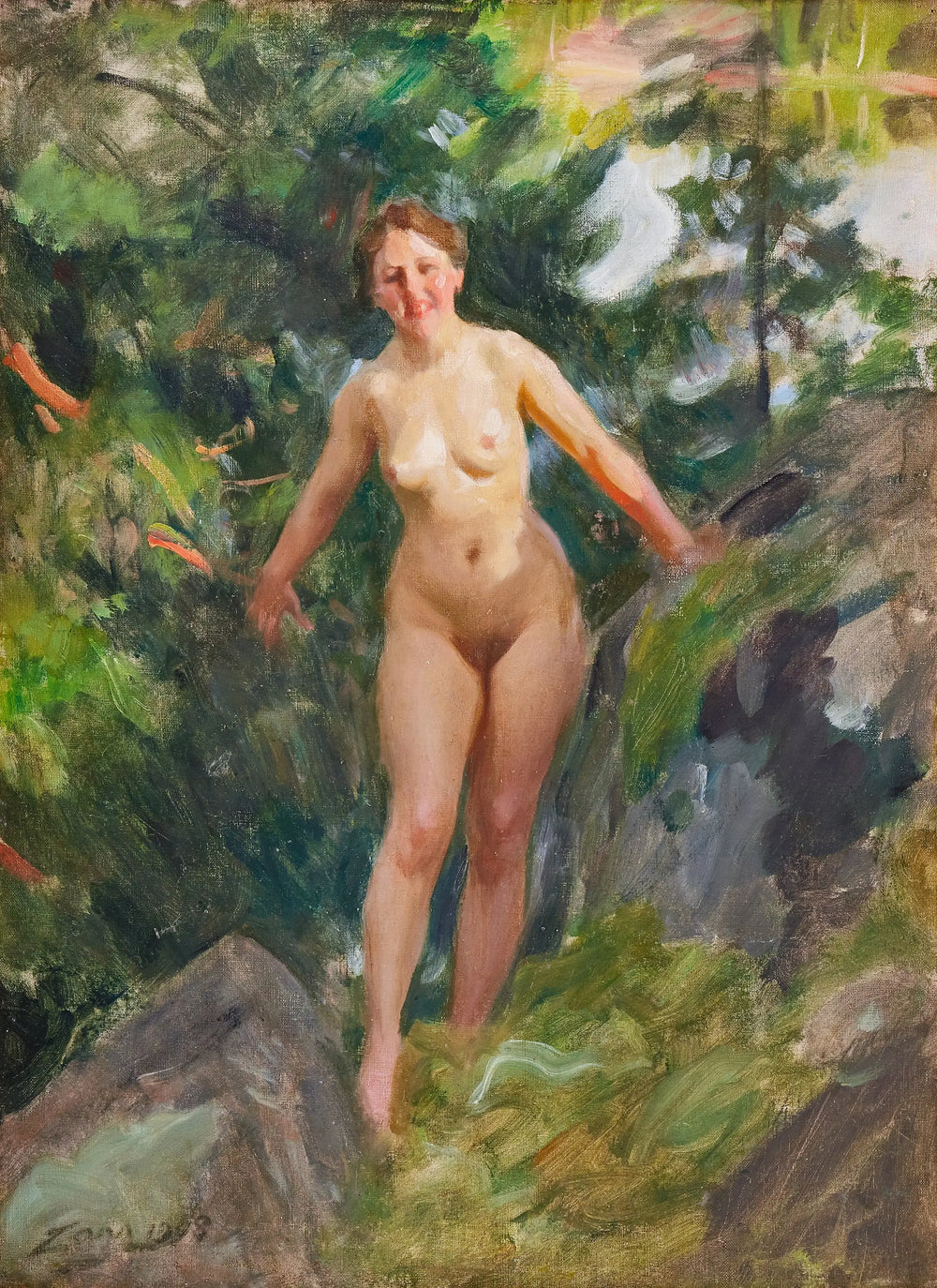 Nu dans une forêt rocheuse - Anders Zorn - Alpha Reproduction