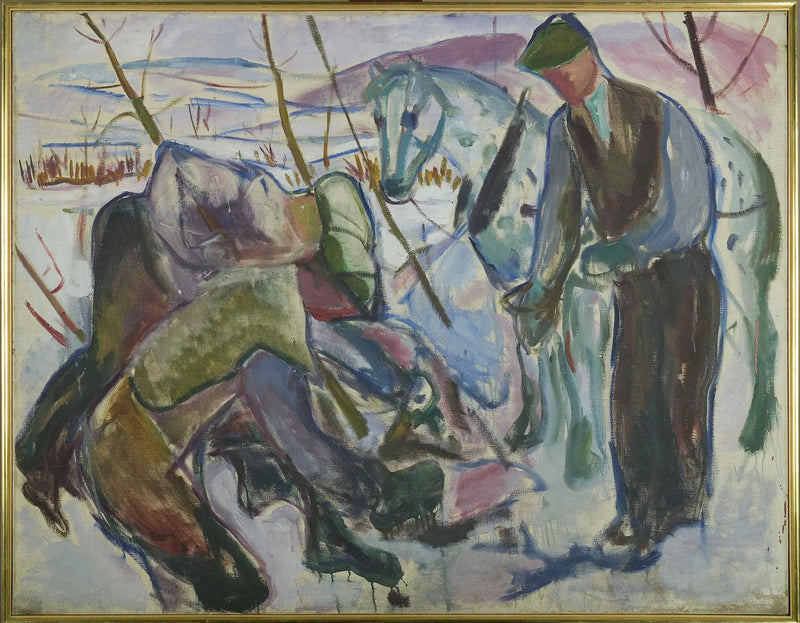 Рабочие и Лошадь - Эдвард Мунк
