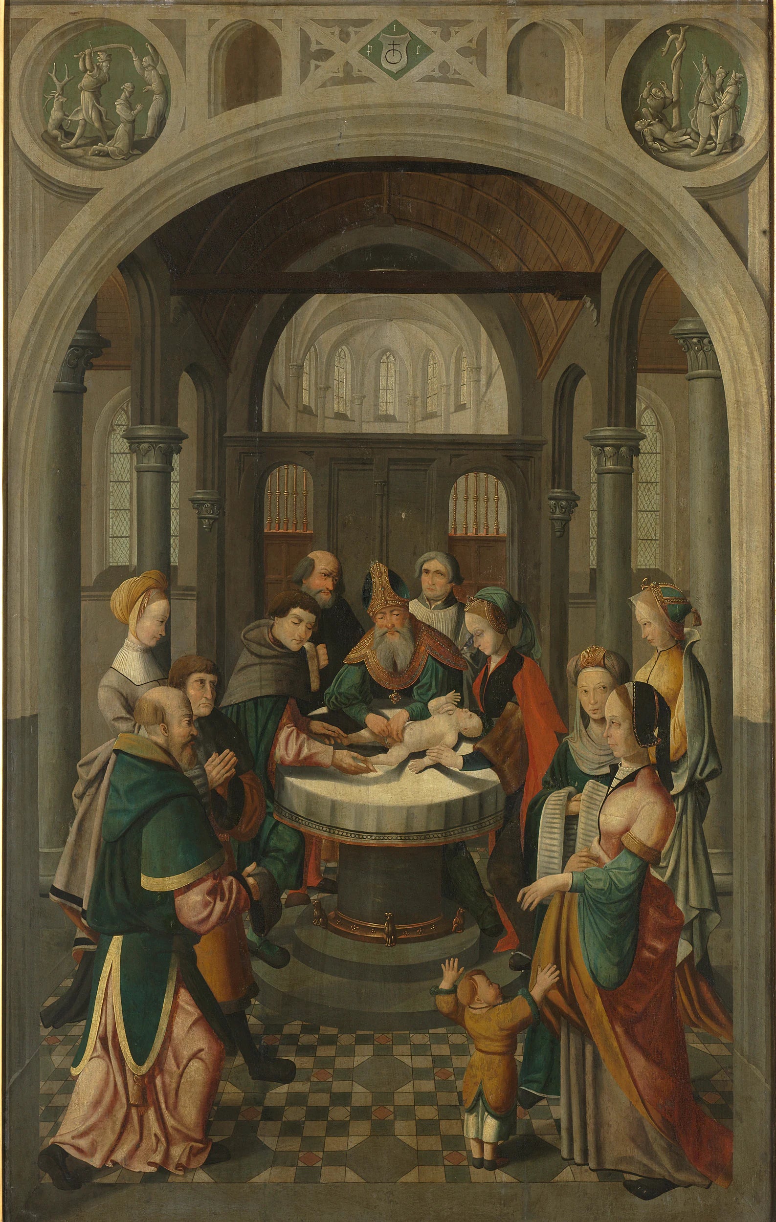 Panneau d'un retable représentant la Circoncision (à l'intérieur) et la Résurrection (à l'extérieur) - Maître d'Alkmaar