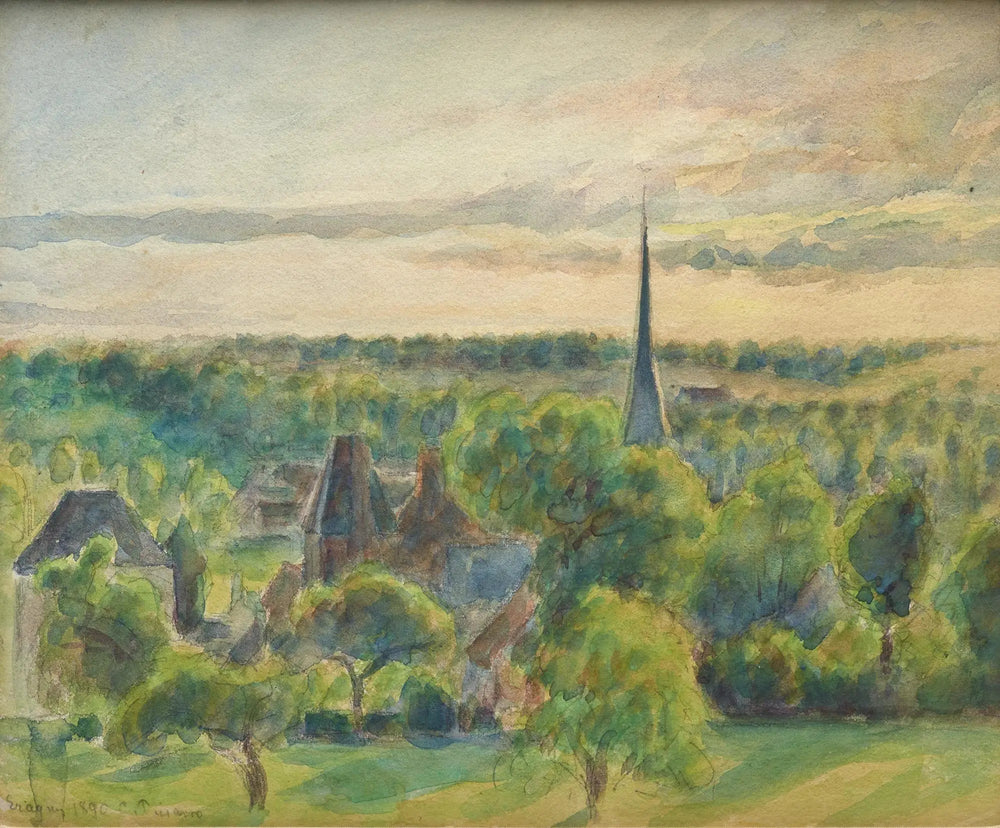 Paysage à Eragny - Camille Pissarro image 1 copie de tableau peinte à la main