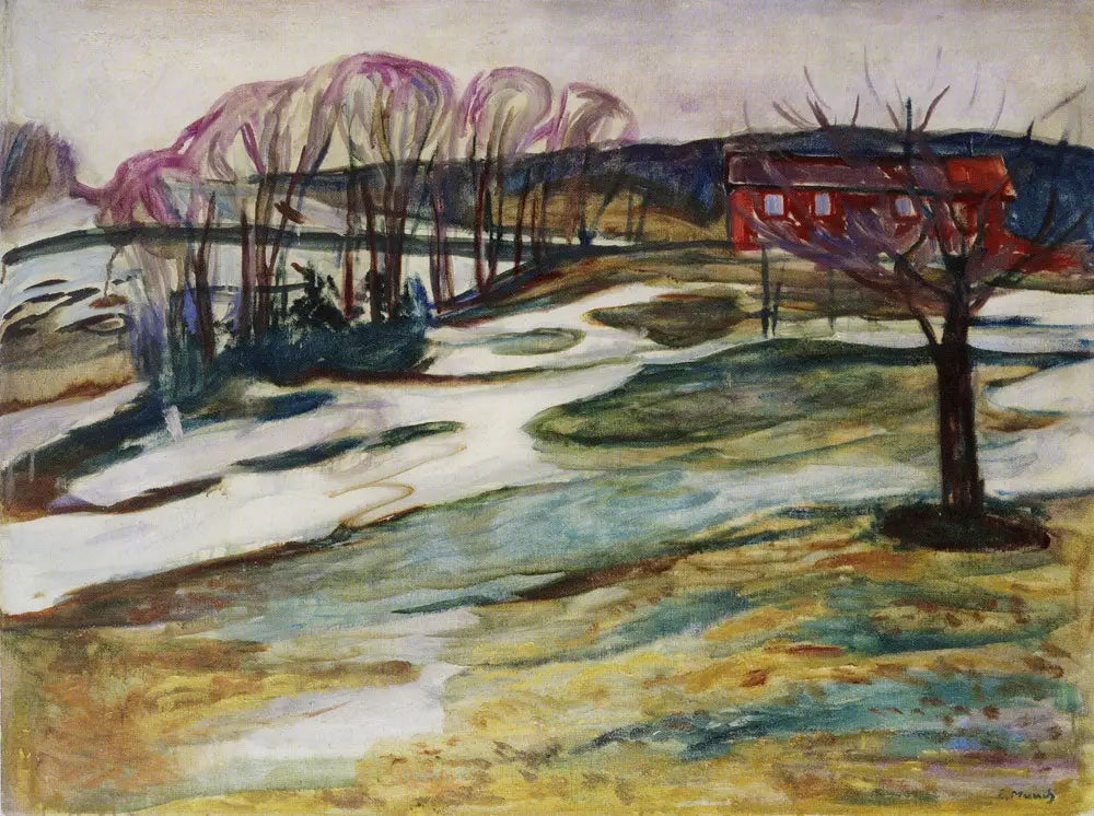 Reproduction du tableau « Paysage à la maison rouge - Edvard Munch » par Alpha Reproduction en peinture à l’huile