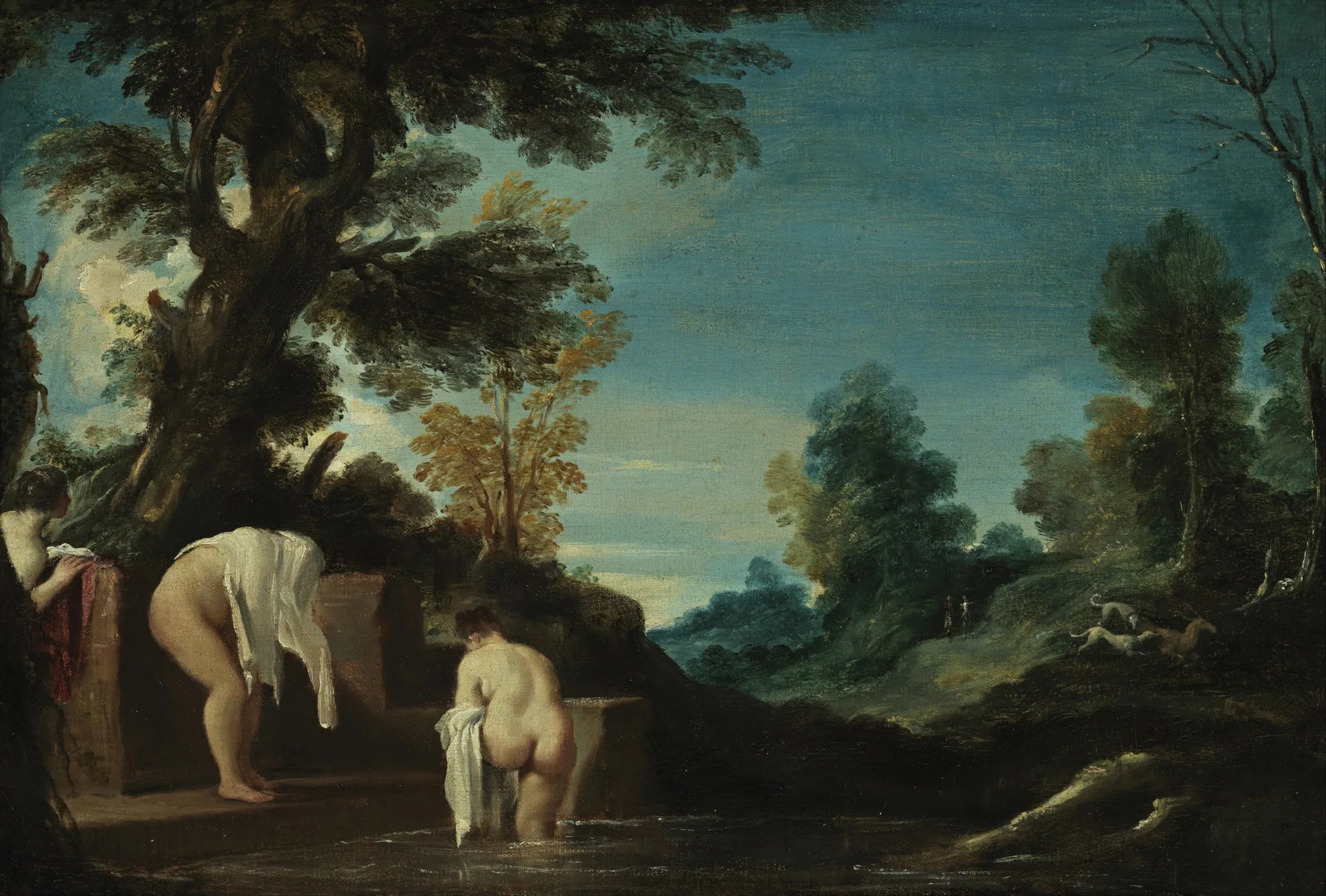 Paysage avec baigneuses - Guercino image 1 reproduction de peinture à l’huile