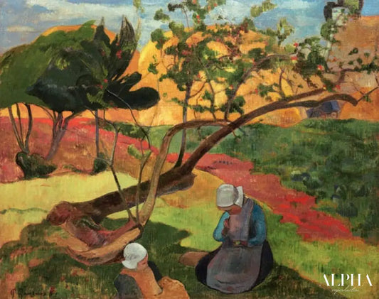 Paysage avec des femmes bretonnes - Paul Gauguin - Reproductions de tableaux et peintures haut de gamme