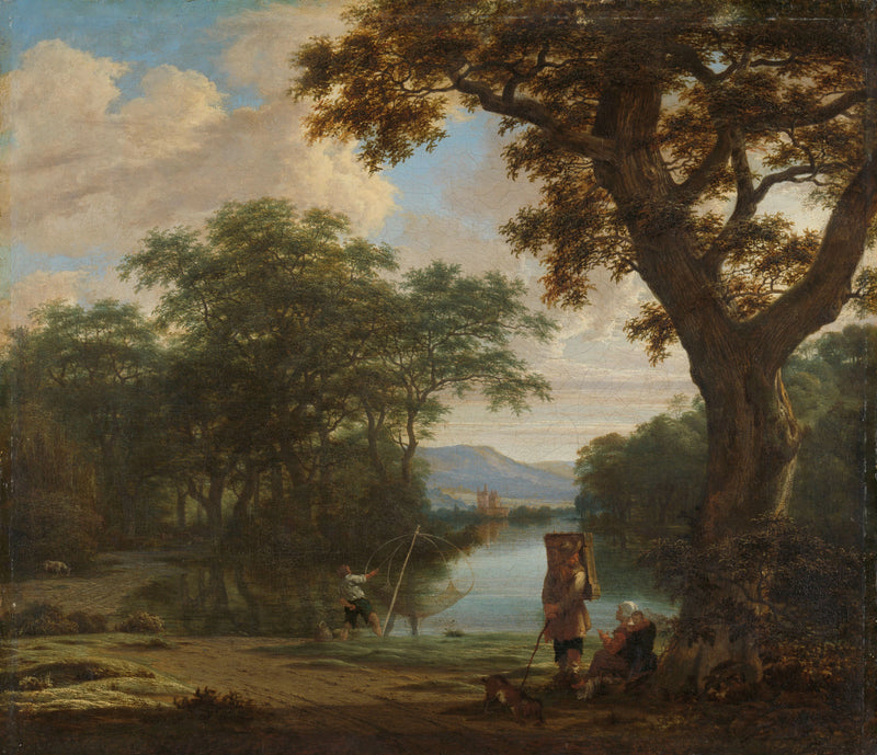 Paysage avec pêcheur au filet croisé - Joris van der Haagen