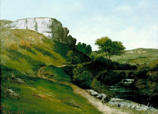 Paysage avec rivière - Gustave Courbet - Reproductions de tableaux et peintures haut de gamme